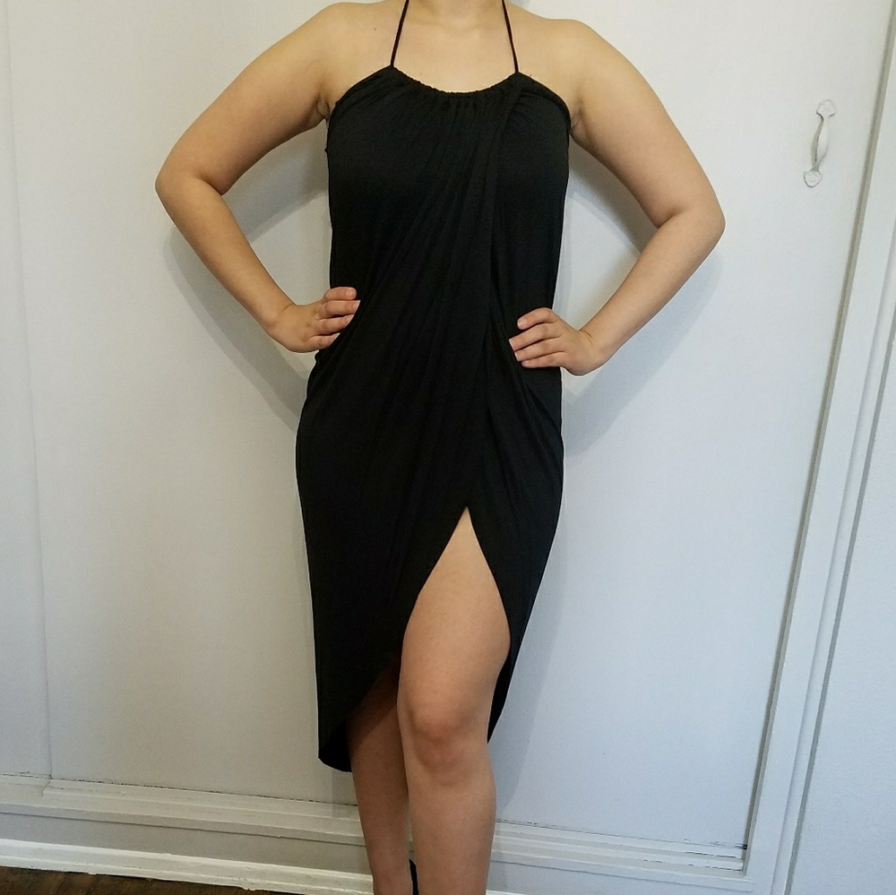 Black sexy summer halter top dress
